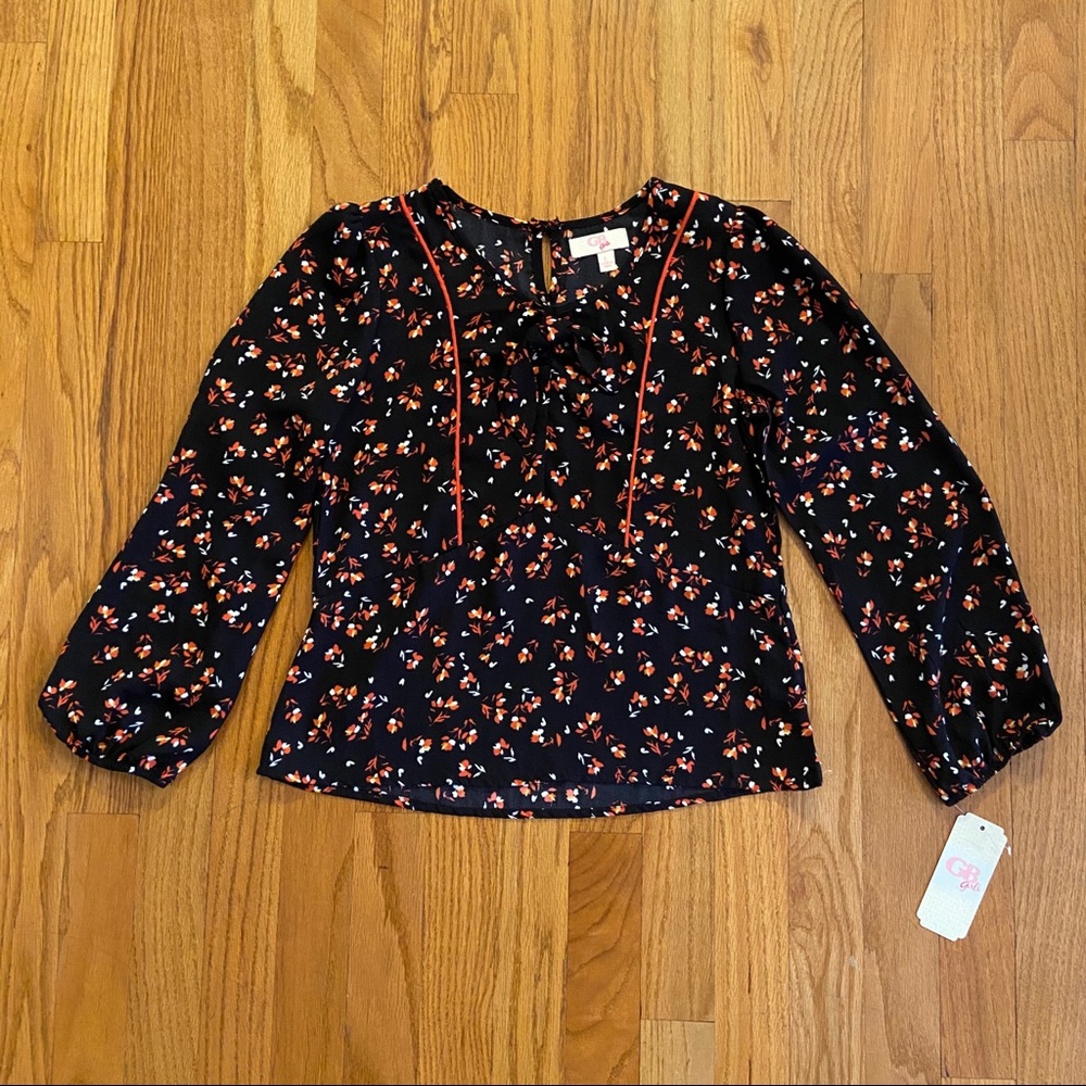 NWT GB Girls Long Sleeve Floral Blouse